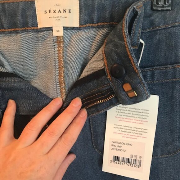 Sezane Juno Denim Cropped Jeans, Sz 38/6, BNWT - Picture 7 of 8